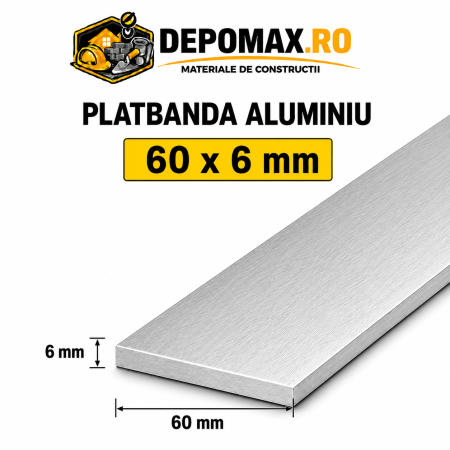 Platbanda aluminiu 60 x 6 mm, 6 metri (EN-AW 6060)